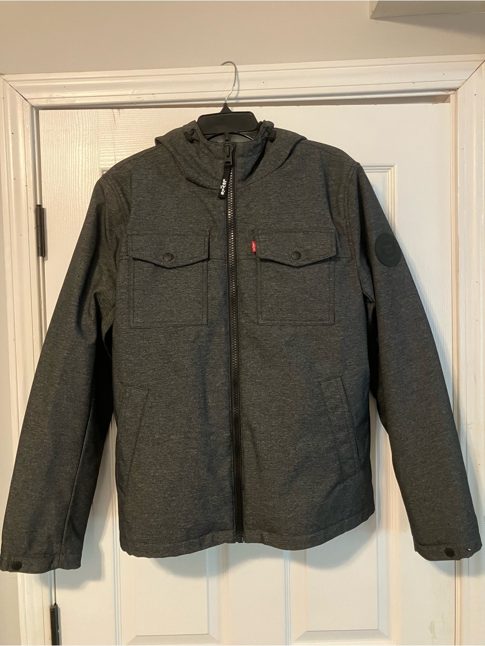 Levi's Softshell Sherpa-Lined Hooded Gray Performance Jacket Mens Sz S  New!